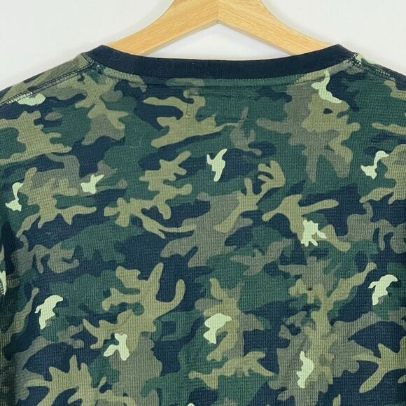 Ralph Lauren Polo Green Camo Camouflage Waffle Weave Knit Thermal Shirt Men's XL - Picture 6 of 7